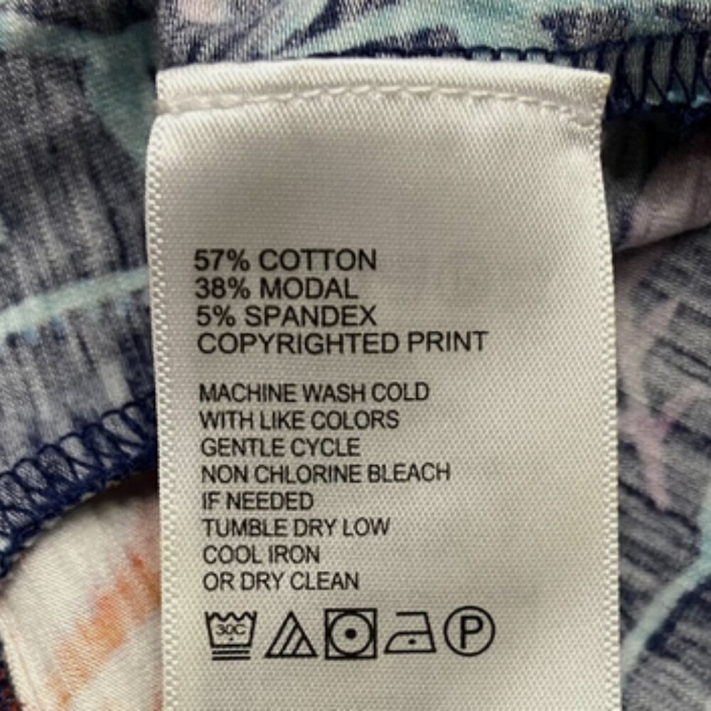 Tommy Bahama Cotton Modal Blend Navy Floral Side Tie Faux Wrap Dress Size S/P - Picture 11 of 12